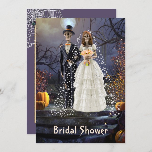 Halloween Bridal Shower Invitation with Skeletons (Front/Back)