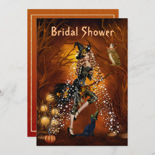 Halloween Bridal Shower Invitation with Witch