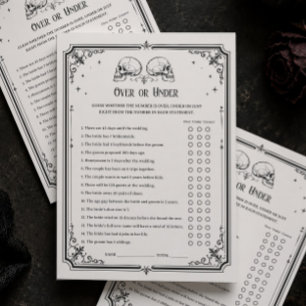 Halloween Bridal Shower Over or Under Game Card