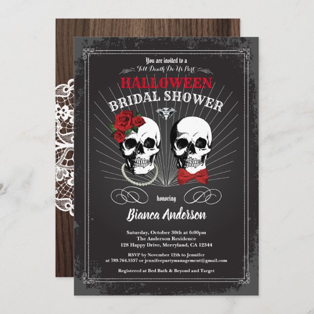 Halloween bridal shower till death do us part invitation (Front/Back)