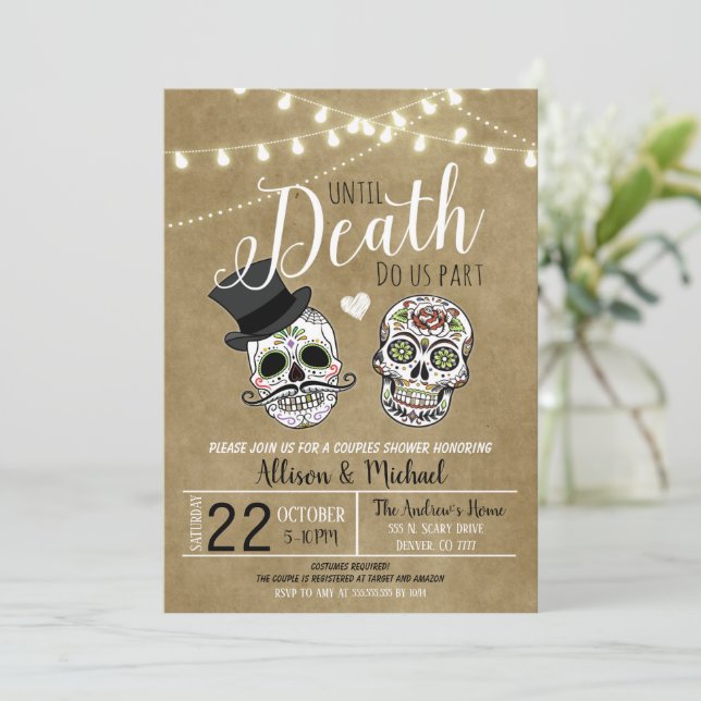Halloween Bridal Shower Wedding Invitation (Standing Front)