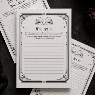 Halloween Bridal Shower Who Am I Game Card
