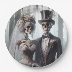 Halloween Bride And Groom Paper Plate