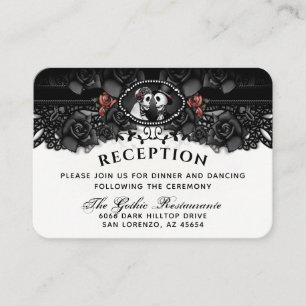 Halloween Bride & Groom Wed Skeletons Reception En Enclosure Card