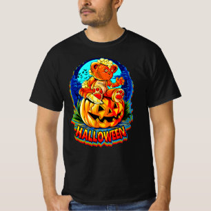 Halloween Broken Teddy Bear Knife Pumpkin Bats T-S T-Shirt