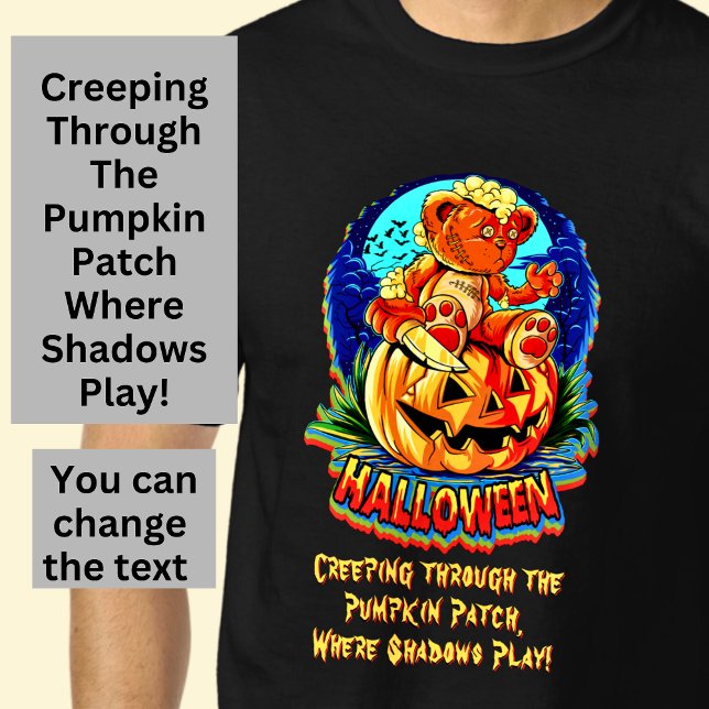Halloween Broken Teddy Bear Knife Pumpkin Bats T-Shirt (Creator Uploaded)
