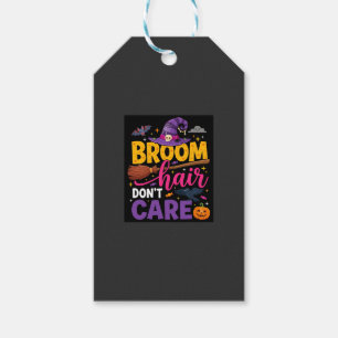 Halloween Broom Hair Don't Care Witch Quote Gift Tags