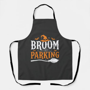 Halloween Broom Parking Witch Hat Graphic Apron