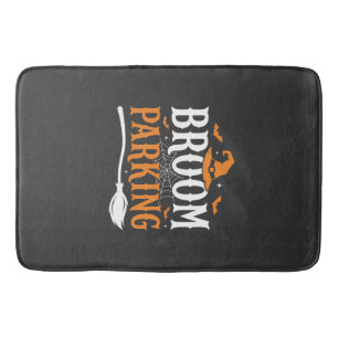 Halloween Broom Parking Witch Hat Graphic Bath Mat