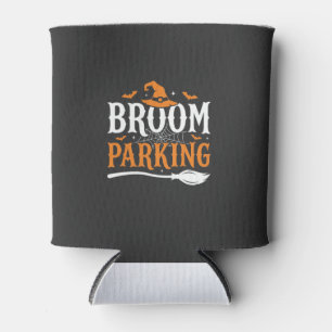 Halloween Broom Parking Witch Hat Graphic Can Cooler