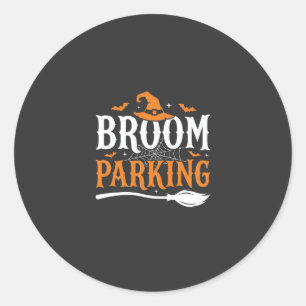 Halloween Broom Parking Witch Hat Graphic Classic Round Sticker