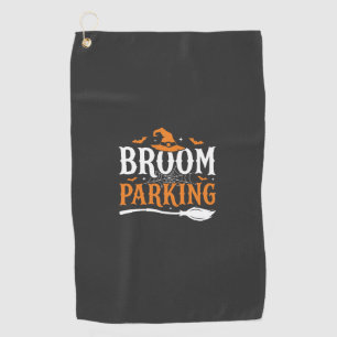 Halloween Broom Parking Witch Hat Graphic Golf Towel