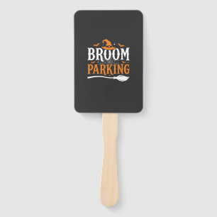 Halloween Broom Parking Witch Hat Graphic Hand Fan