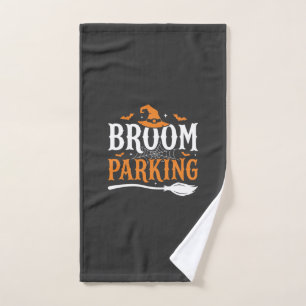 Halloween Broom Parking Witch Hat Graphic Hand Towel
