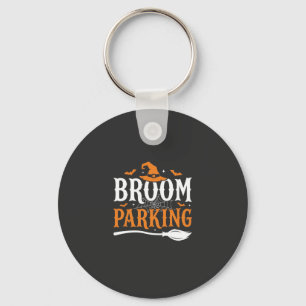 Halloween Broom Parking Witch Hat Graphic Key Ring