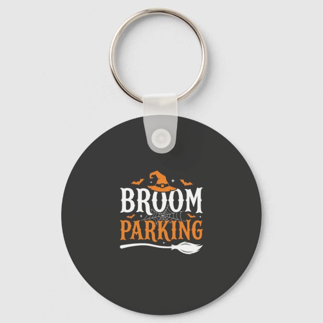 Halloween Broom Parking Witch Hat Graphic Key Ring (Front)