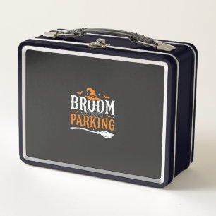 Halloween Broom Parking Witch Hat Graphic Metal Lunch Box