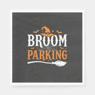 Halloween Broom Parking Witch Hat Graphic Napkin