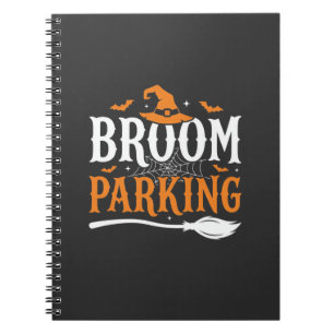Halloween Broom Parking Witch Hat Graphic Notebook