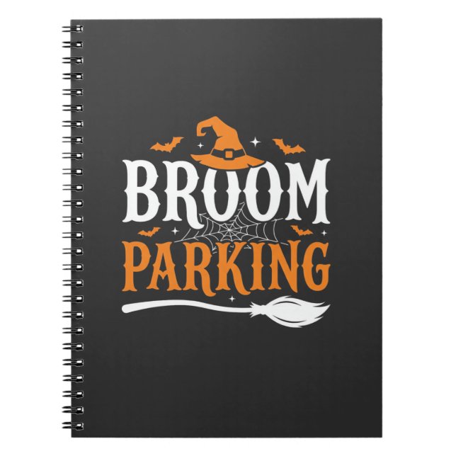 Halloween Broom Parking Witch Hat Graphic Notebook (Front)