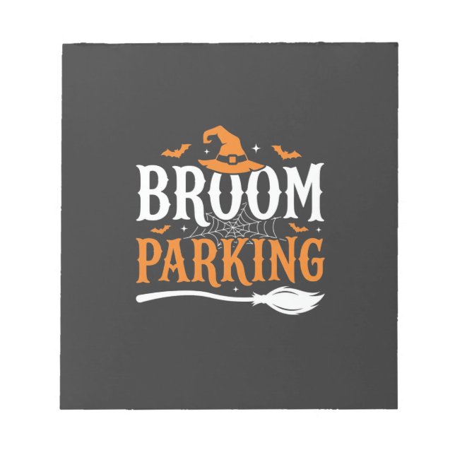 Halloween Broom Parking Witch Hat Graphic Notepad (Front)