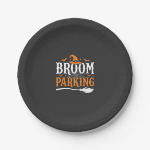 Halloween Broom Parking Witch Hat Graphic Paper Plate