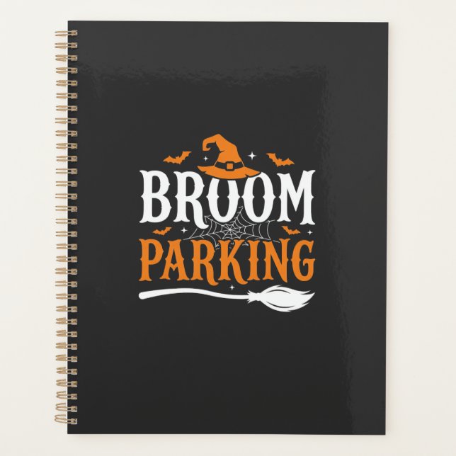 Halloween Broom Parking Witch Hat Graphic Planner (Front)