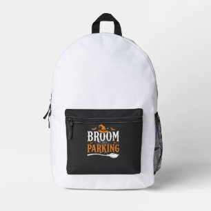 Halloween Broom Parking Witch Hat Graphic Printed Backpack