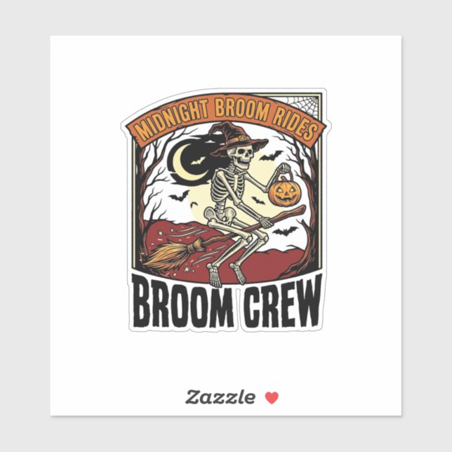 Halloween Broom Rides Vintage Skeleton Witch Graph (Sheet)
