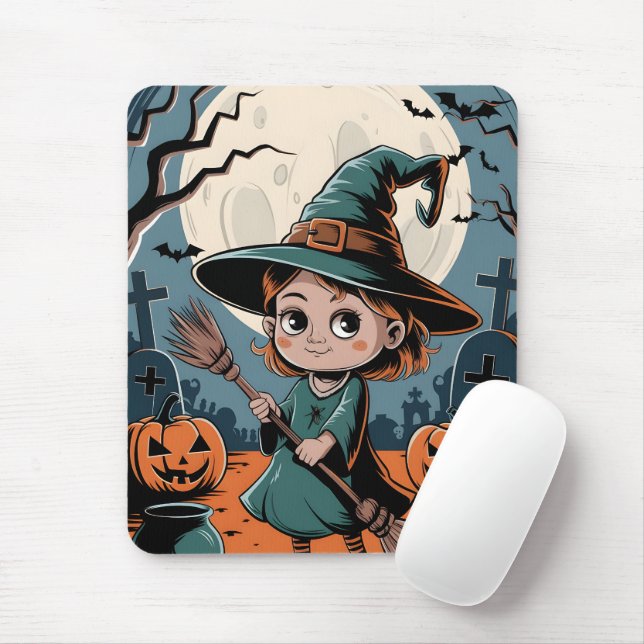Halloween - broom witch mouse pad (With Mouse)