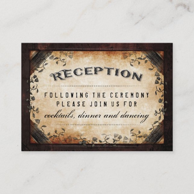 Halloween Brown Gothic Matching Wedding Reception Enclosure Card (Front)