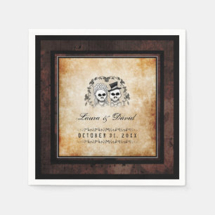Halloween Brown Gothic Skeletons Matching Wedding Napkin