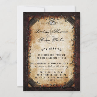 Halloween Brown Gothic - We Got Married Party  Invitation