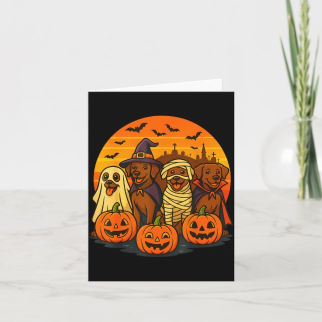 Halloween Brown Labrador Ghost Soky Chocolate Lab  Card (Front)