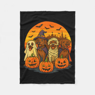Halloween brown labrador ghost spooky chocolate fleece blanket