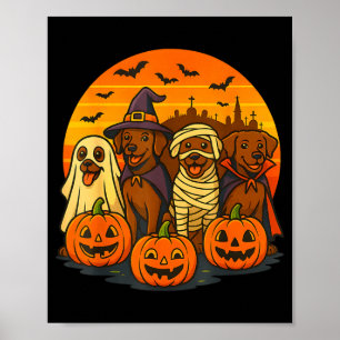Halloween brown labrador ghost spooky chocolate poster