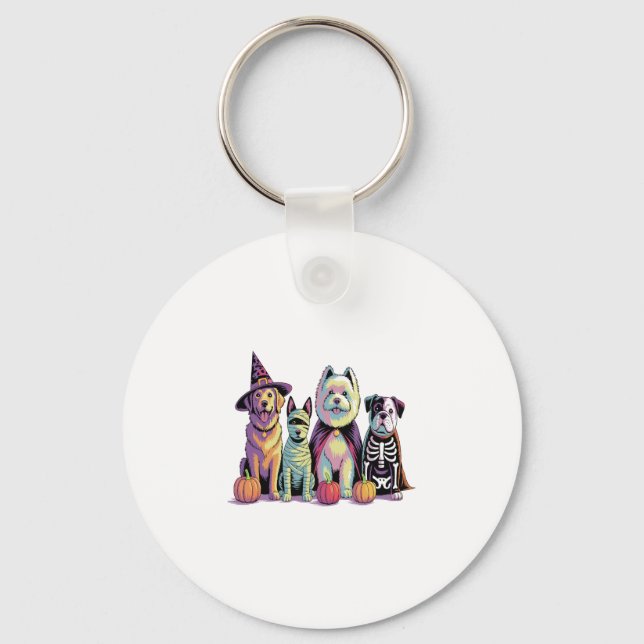 Halloween Brush Squad Dog Key Ring (Front)