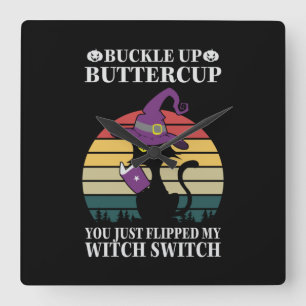 Halloween Buckle Up Butter Cup Birthday Square Wall Clock