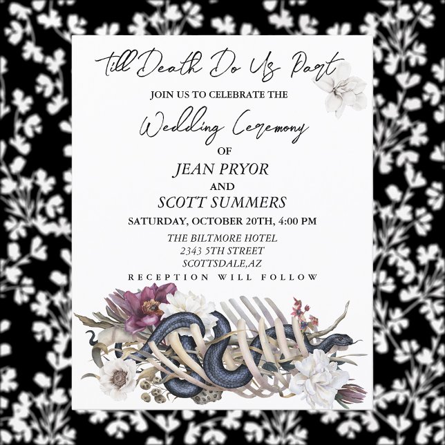 Halloween Budget Wedding Floral Bones Invitation  (Creator Uploaded)