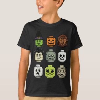 Halloween Building Blocks Head Cute Bricks Costume T-Shirt