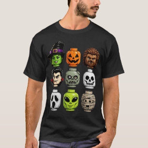 Halloween Building Blocks Head Cute Bricks Costume T-Shirt