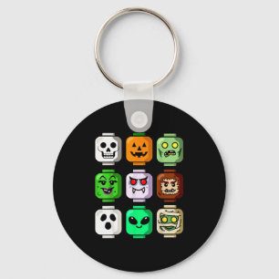 Halloween Building Brick Head Pumpkin Ghost Zombie Key Ring
