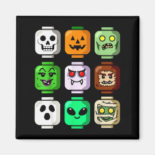 Halloween Building Brick Head Pumpkin Ghost Zombie Magnet