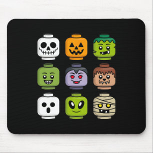 Halloween Building Brick Head Pumpkin Ghost Zombie Mouse Pad