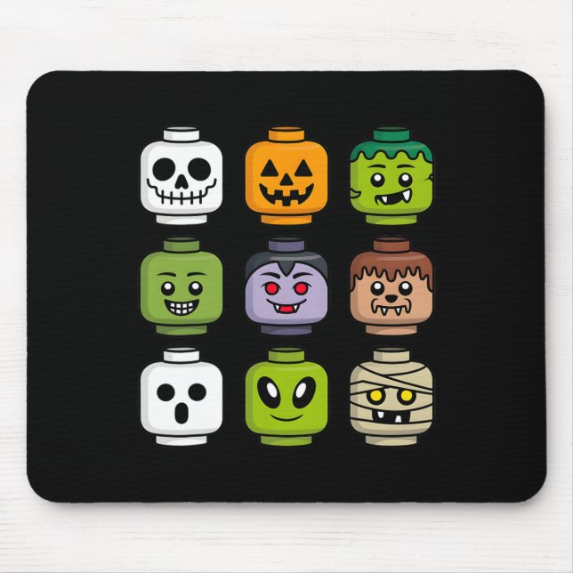 Halloween Building Brick Head Pumpkin Ghost Zombie Mouse Pad (Front)