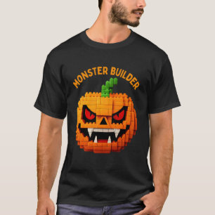 Halloween Building Brick Head Pumpkin Ghost Zombie T-Shirt