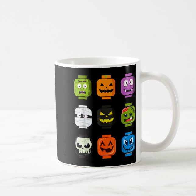 Halloween Building Brick Heads Pumpkin Zombie Ghos Coffee Mug (Right)