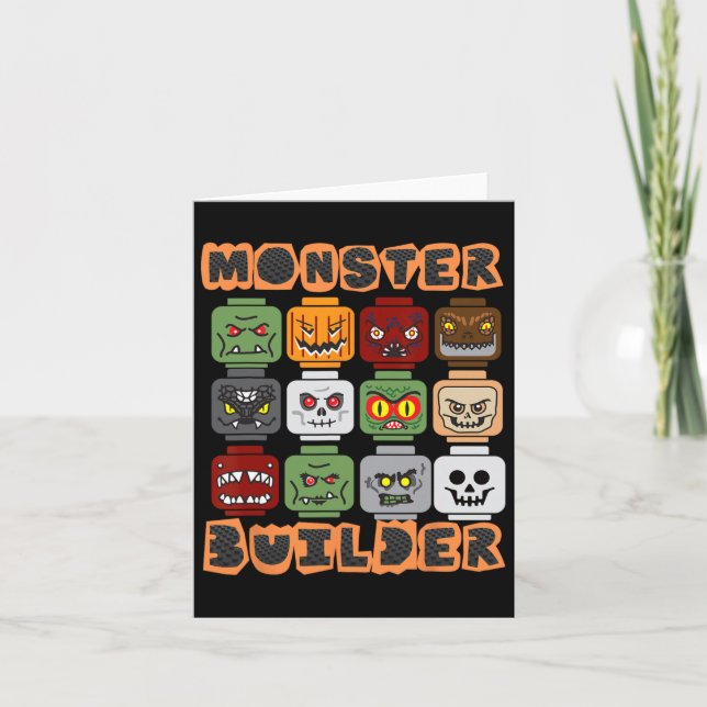 Halloween Building Bricks Monster Builder Brick He Card (Front)