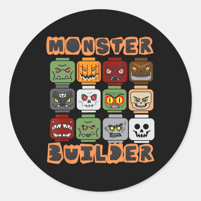 Halloween Building Bricks Monster Builder Brick He Classic Round Sticker (Front)