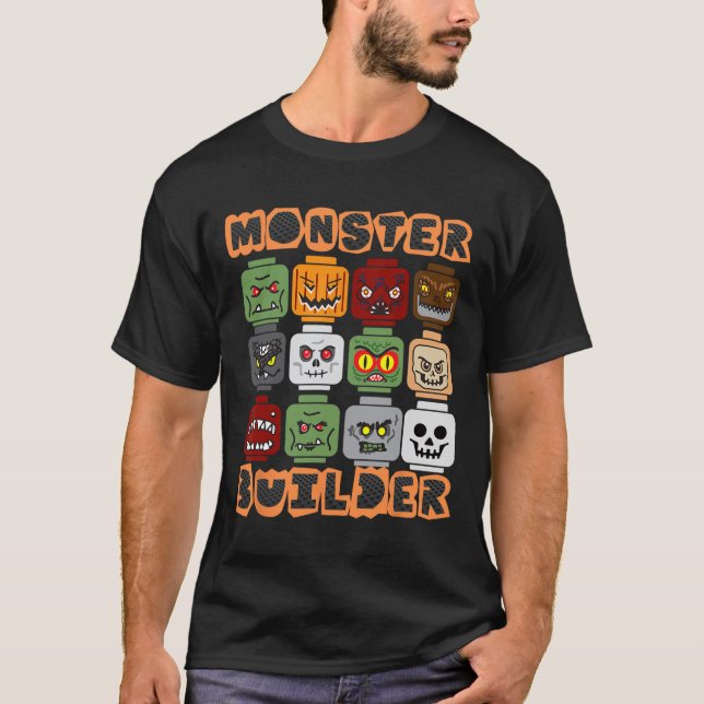 Halloween Building Bricks Monster Builder Brick He T-Shirt (Front)